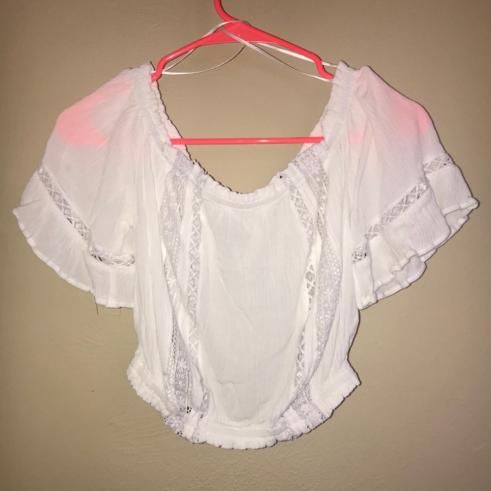 White lace crop top